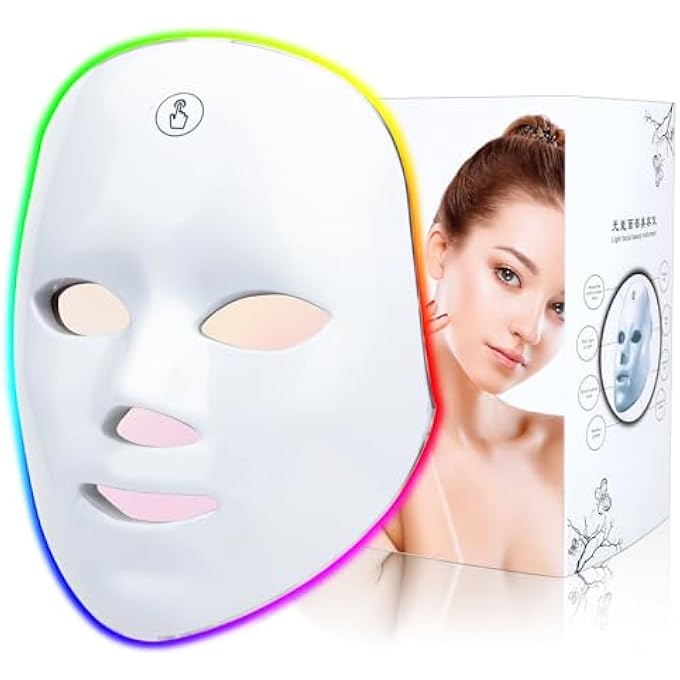 STRBOXONG LED FACE MSK(MODEL FM-01), 7 COLOR LED FACE MSK LIGHT THERPY, CORDLESS LED FACIAL MSK SKN CARE MSK FOR BOTH BEAUTY SALONS AND HOME USE - Image 1